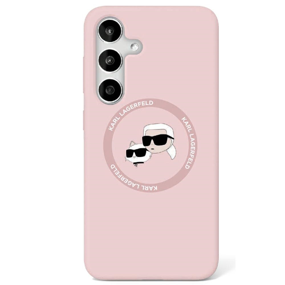 Karl Lagerfeld HC Magnetic Silicone fodral foruble Heads fodral för Samsung Galaxy S25 Plus rosa