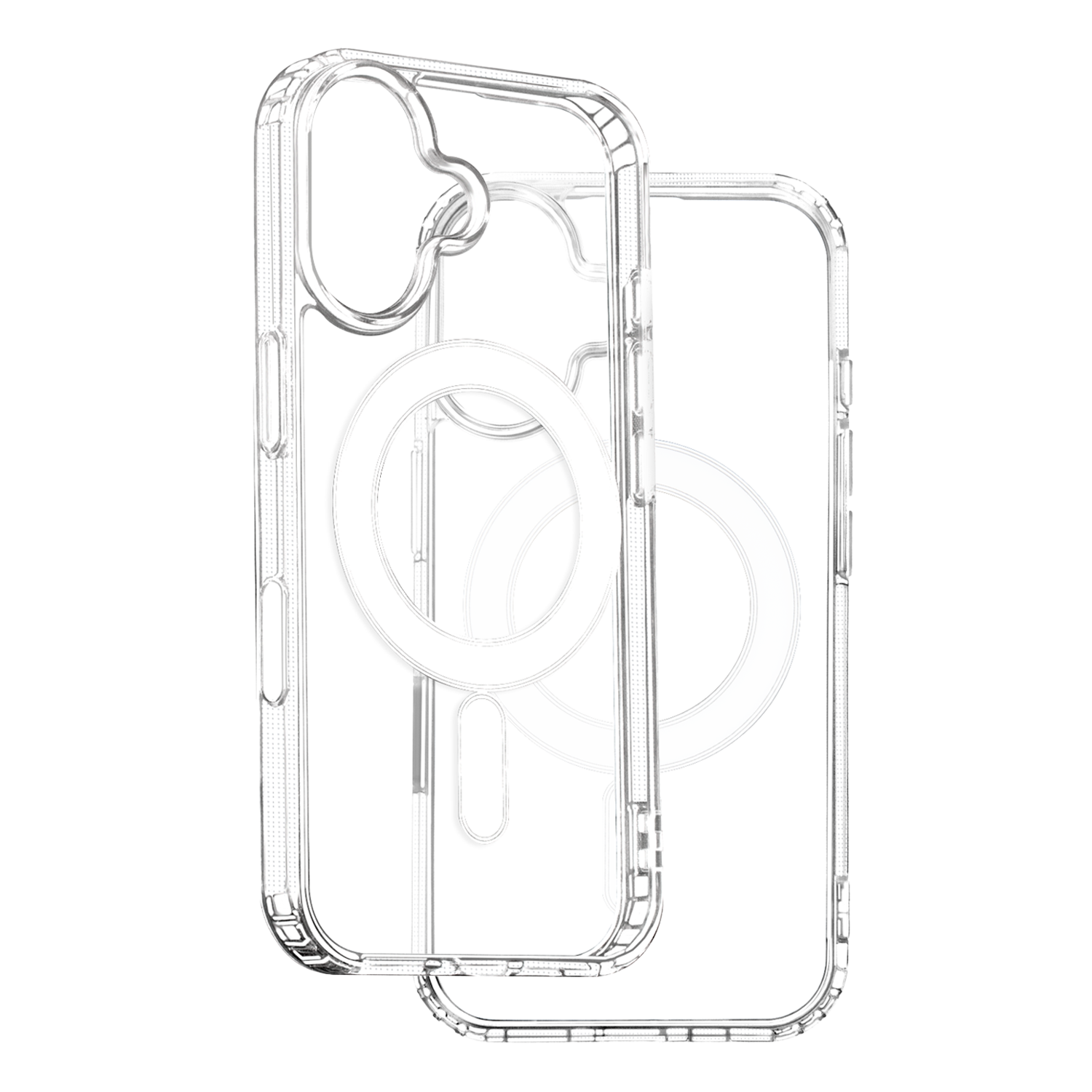 Anti Shock 1,5 mm Mag skal för iPhone 16 Pro transparent big hole + button