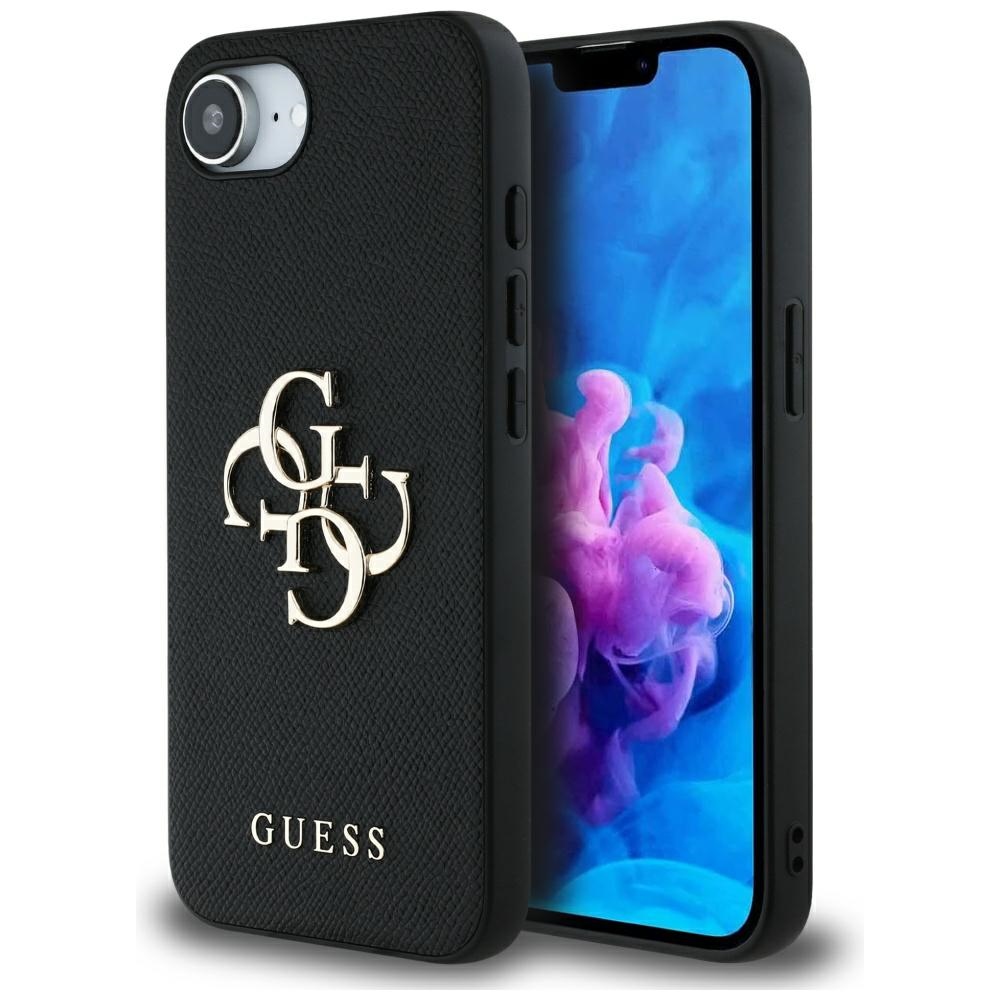 Guess HC PU Grained Big 4G and Classic Logo fodral för iPhone 16e svart