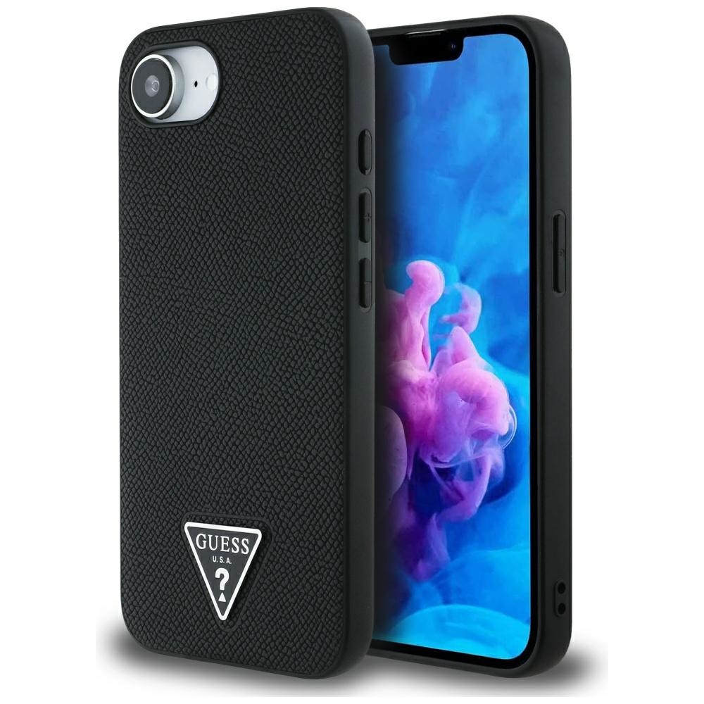 Guess HC MagSafe Grained PU Triangle Logo fodral för iPhone 16e svart