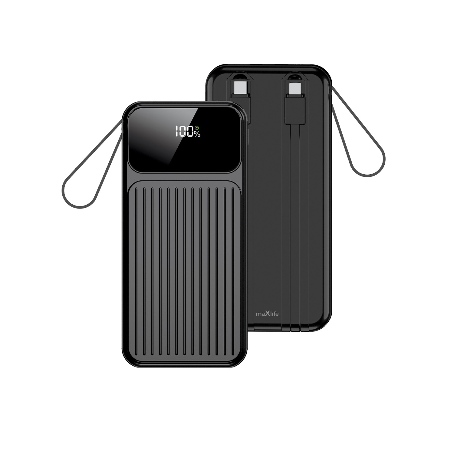 Maxlife power bank with built-in cables MXPB-06 PD QC 22,5W 10000 mAh svart