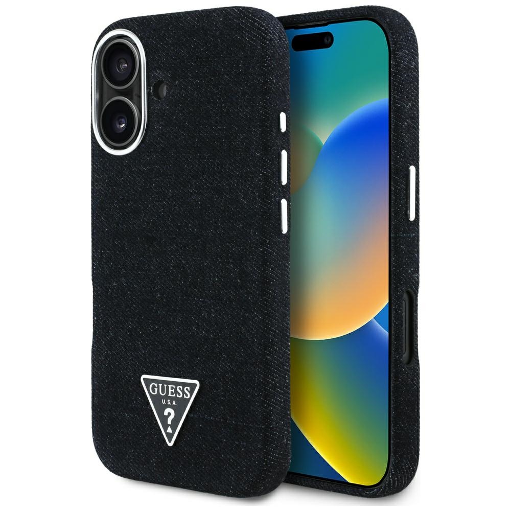 Guess HC MagSafe FW Denim Triangle Logo fodral för iPhone 16 svart