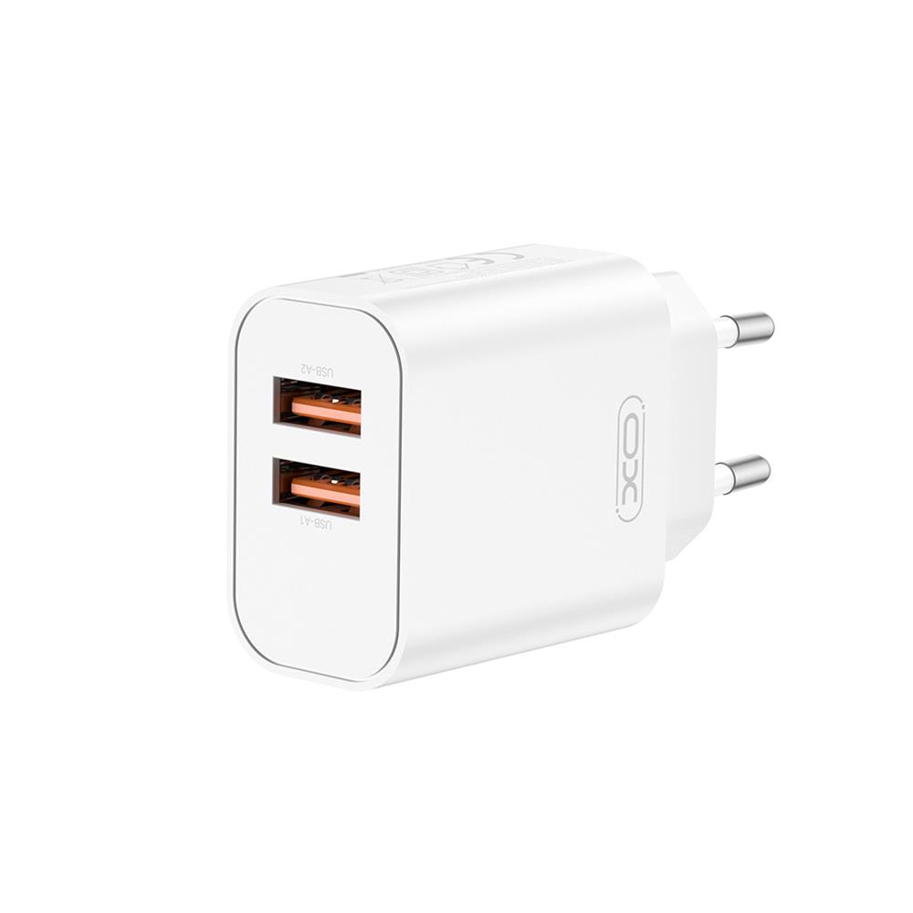 XO wall laddare CE34 2x USB 2,4A vit