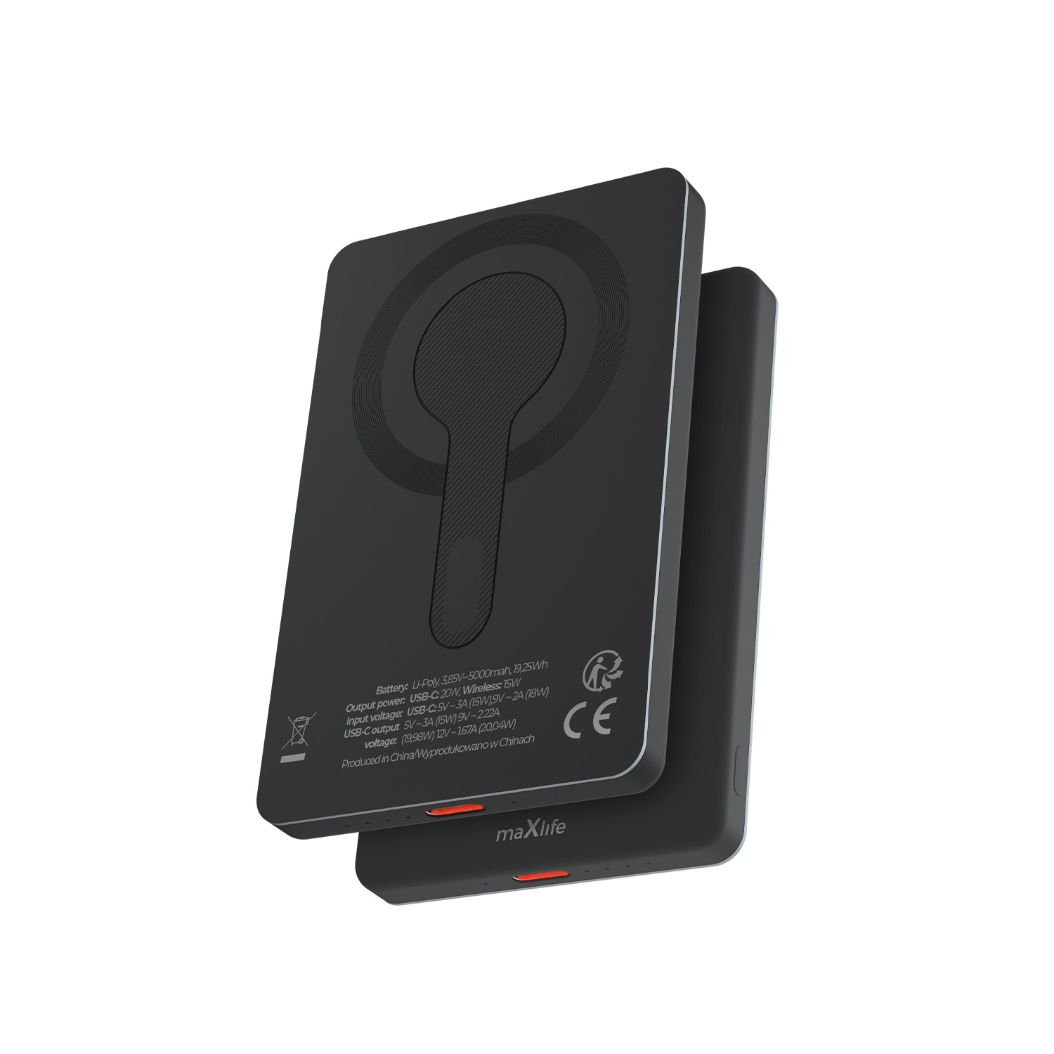 Maxlife wireless power bank MXPB-05 20W PD 5000 mAh magnetic svart
