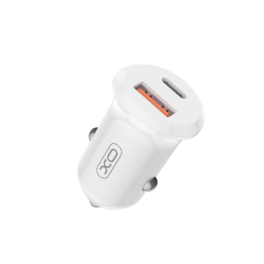 XO car laddare CC69 PD 30W QC 1x USB 1x USB-C vit