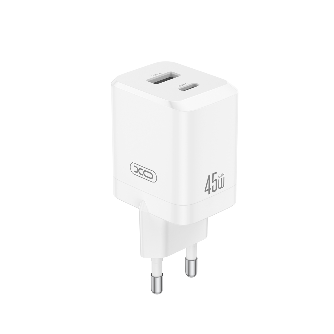 XO wall laddare CE36 PD 45W 1x USB-C 1x USB vit