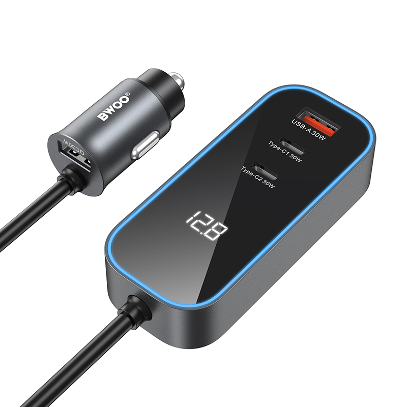 BWOO CC107 PD car laddare 1x USB-C - USB-A port 30W svart