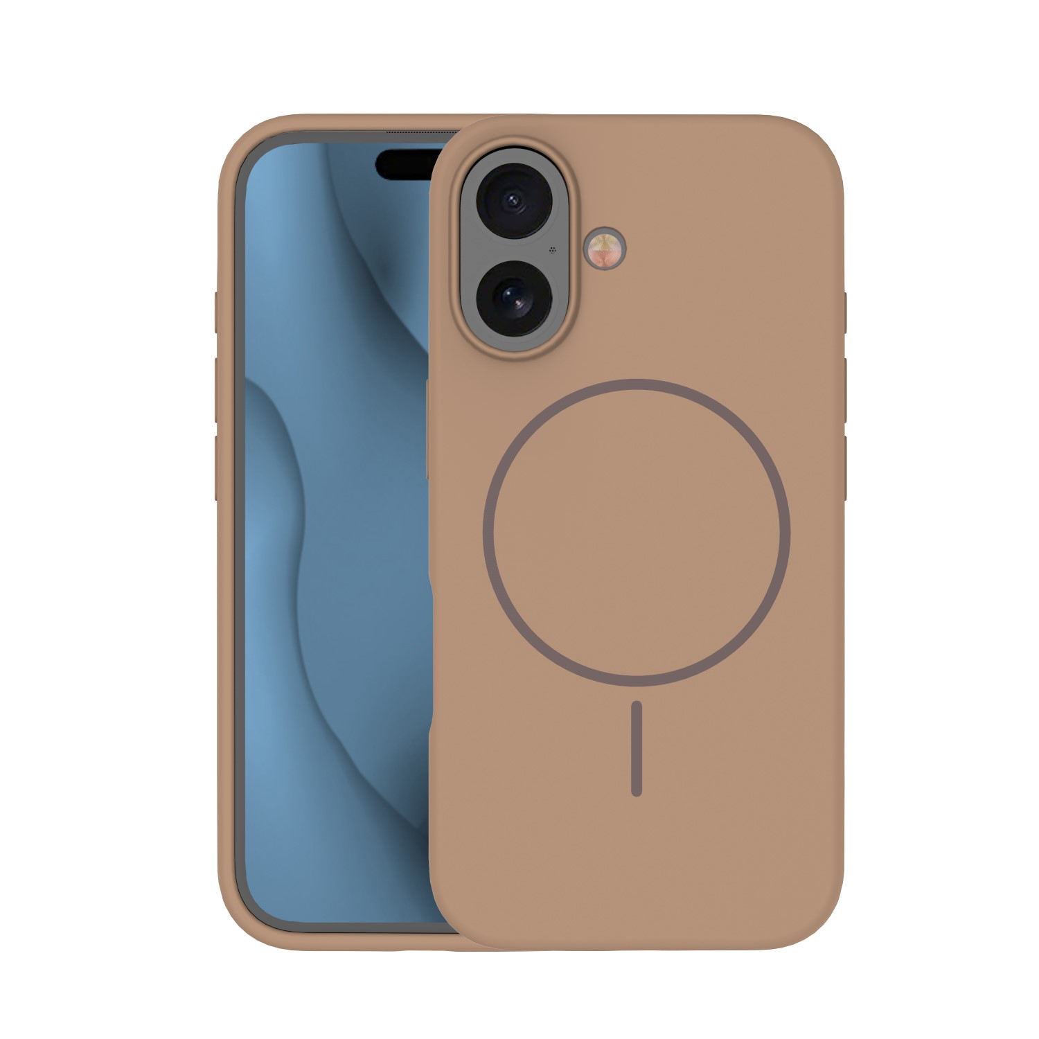 Silicone Thin Mag skal för iPhone 16e / 17e brun
