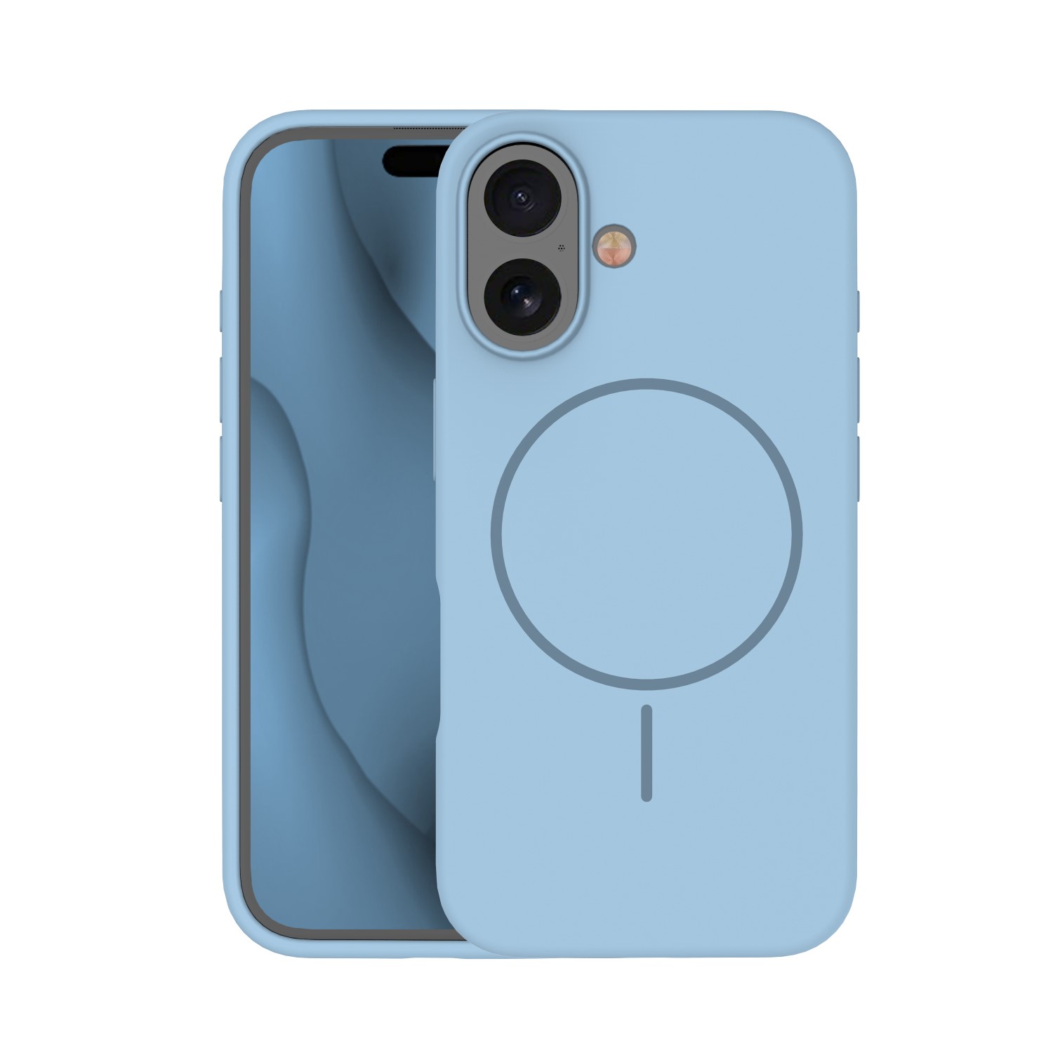 Silicone Thin Mag skal för iPhone 16 ljusblå