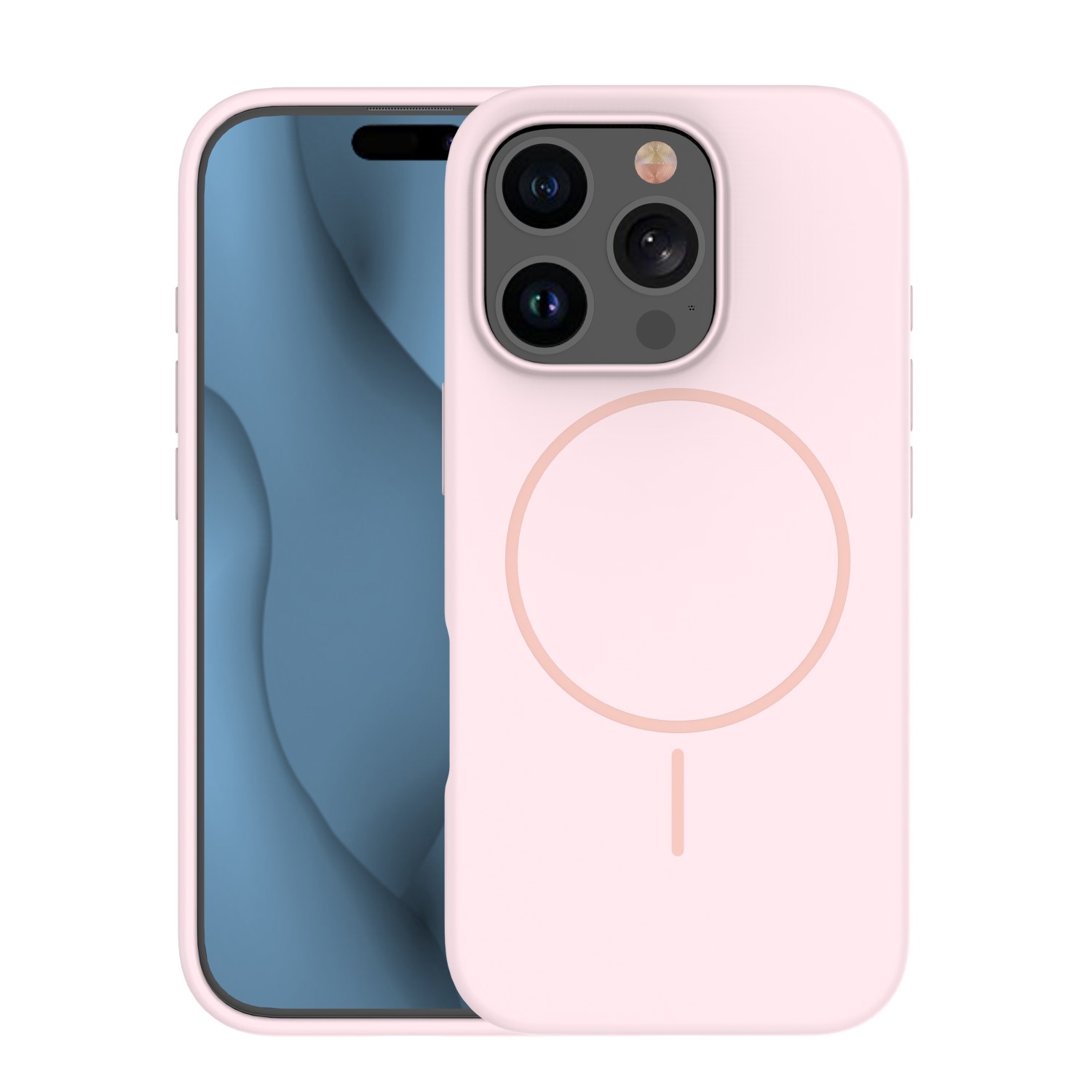 Silicone Thin Mag skal för iPhone 15 Pro Max light rosa