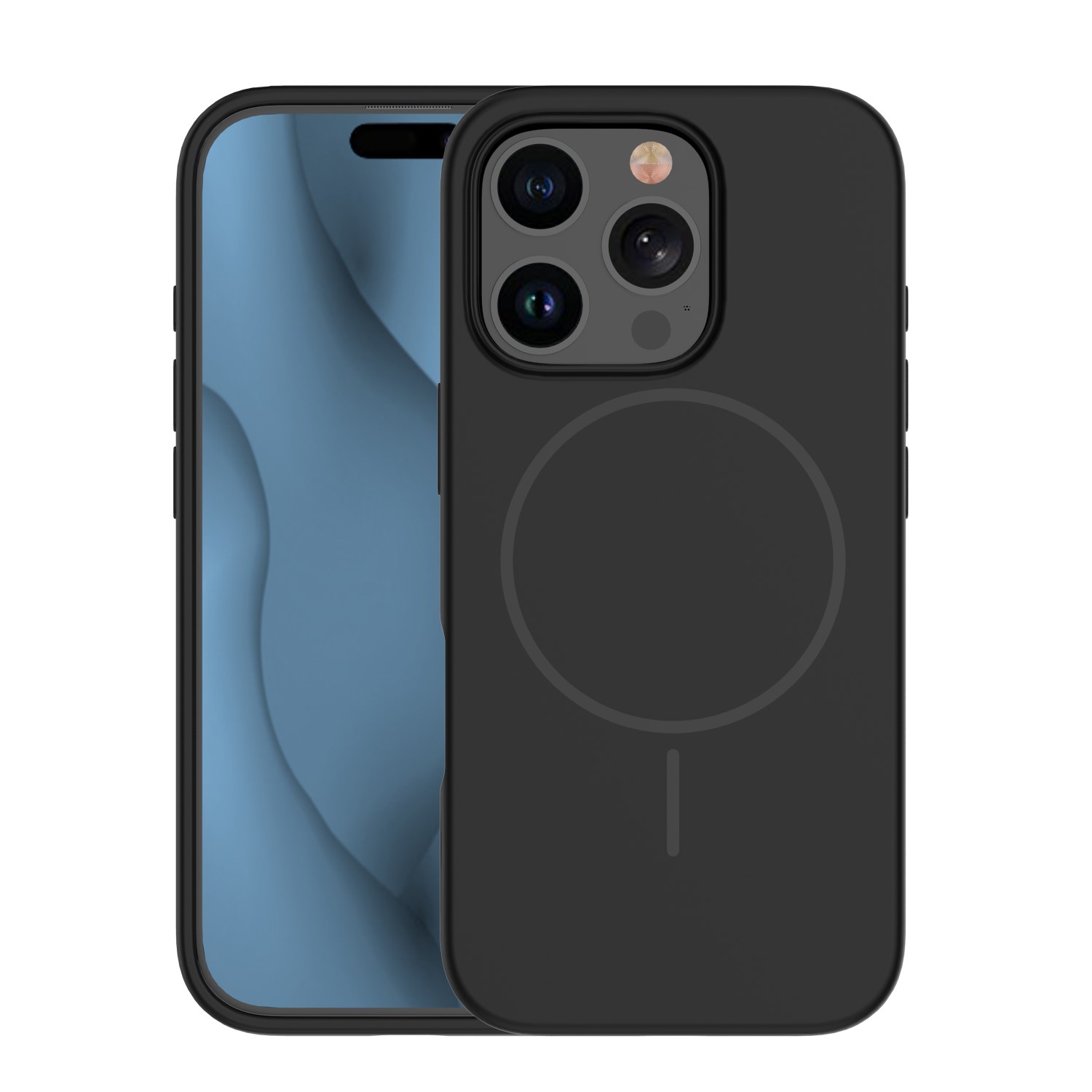 Silicone Thin Mag skal för iPhone 15 Pro Max svart