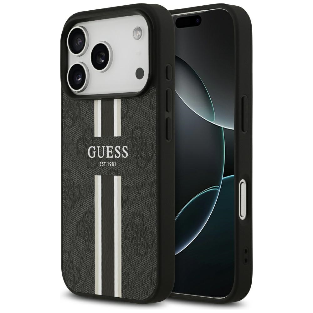 Guess 4G Printed Stripes MagSafe fodral för iPhone 17 Pro svart