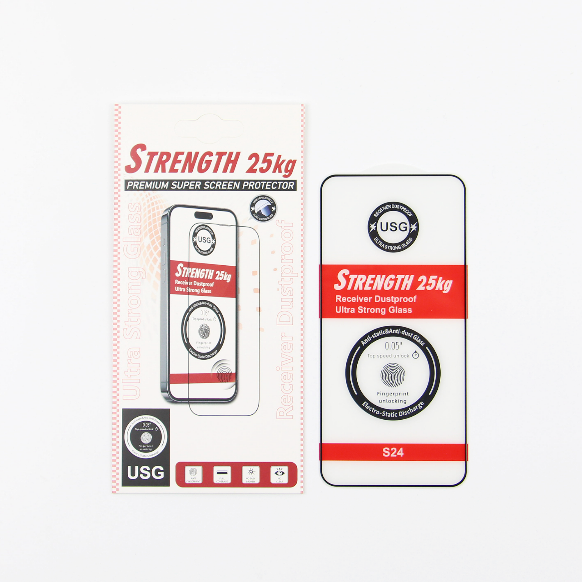 härdat glas Ultra Strong 25KG för Samsung Galaxy S24 fingerprint-compatible