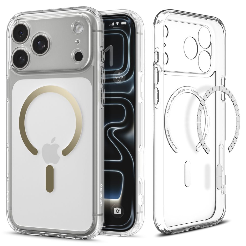 Spigen Ultra Hybrid Mag Magsafe fodral för iPhone 17 Pro Max transparent / guld
