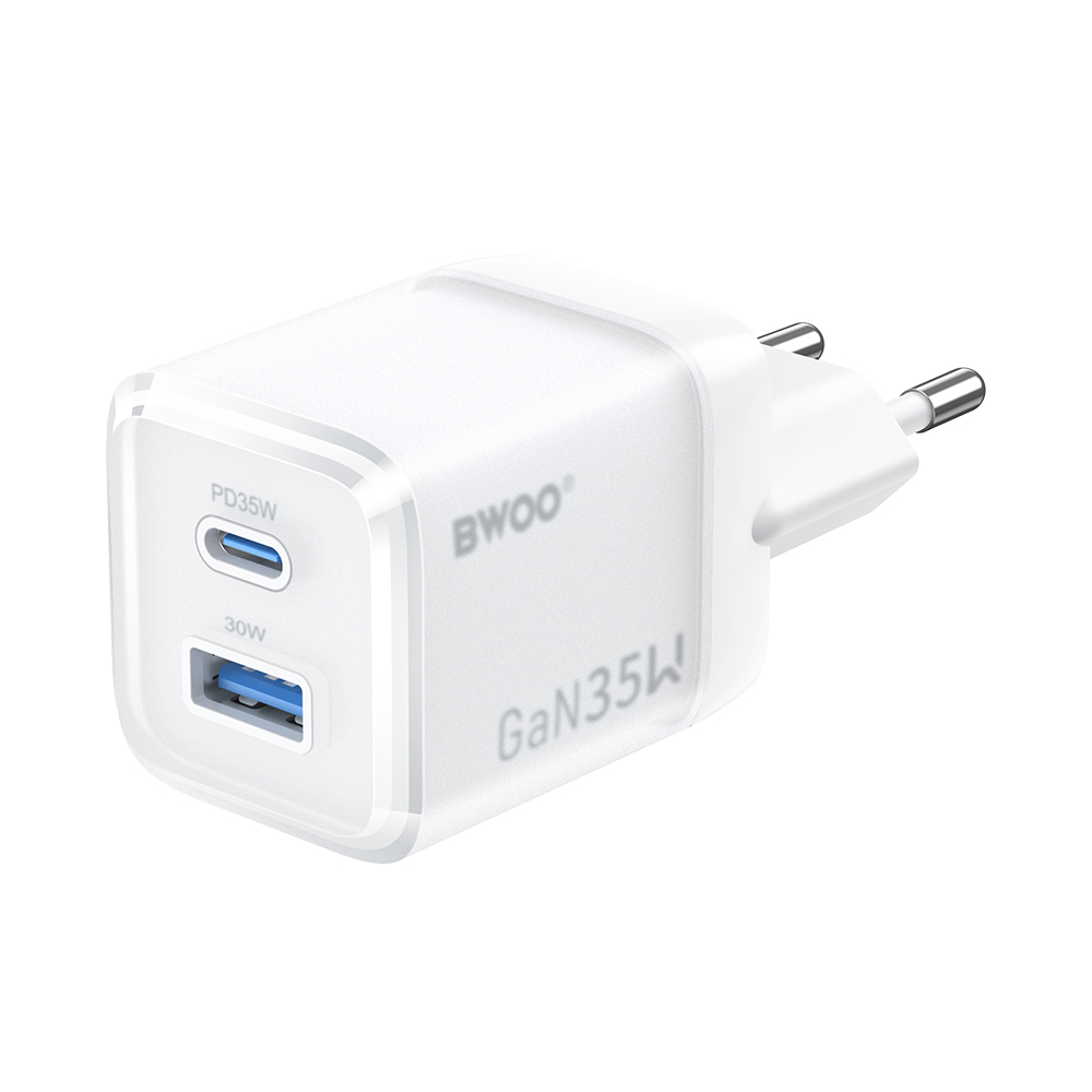BWOO GaN wall laddare CDA222 PD 35W 1 x USB 1 x USB-C, vit