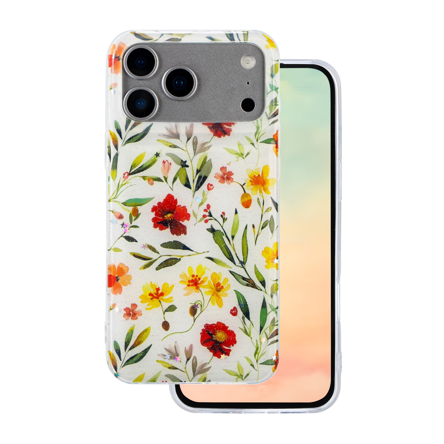 Glow Glam fodral för iPhone 17 Pro Max vit