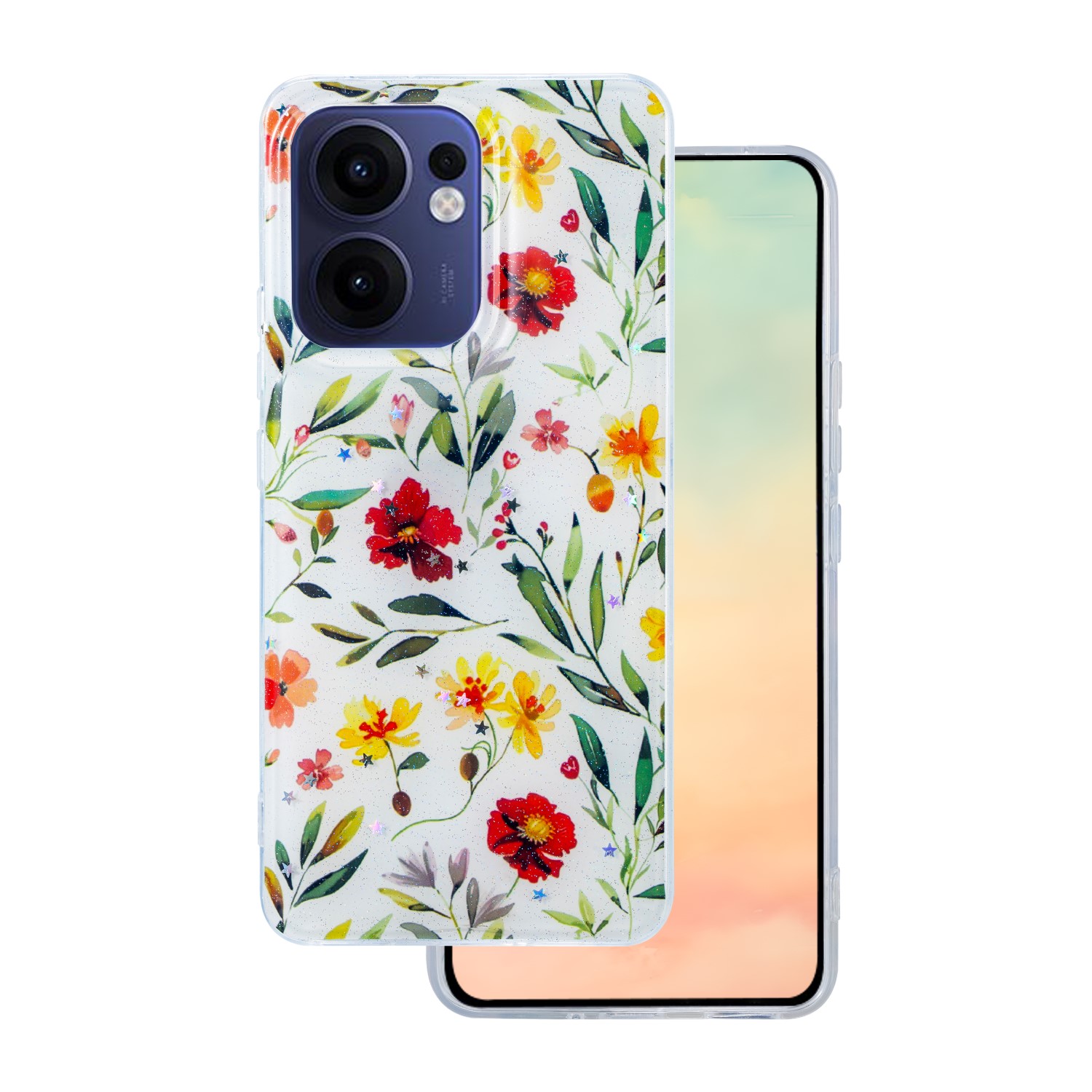 Glow Glam fodral för Oppo Reno 13F 5G (Global) / 13FS 5G vit