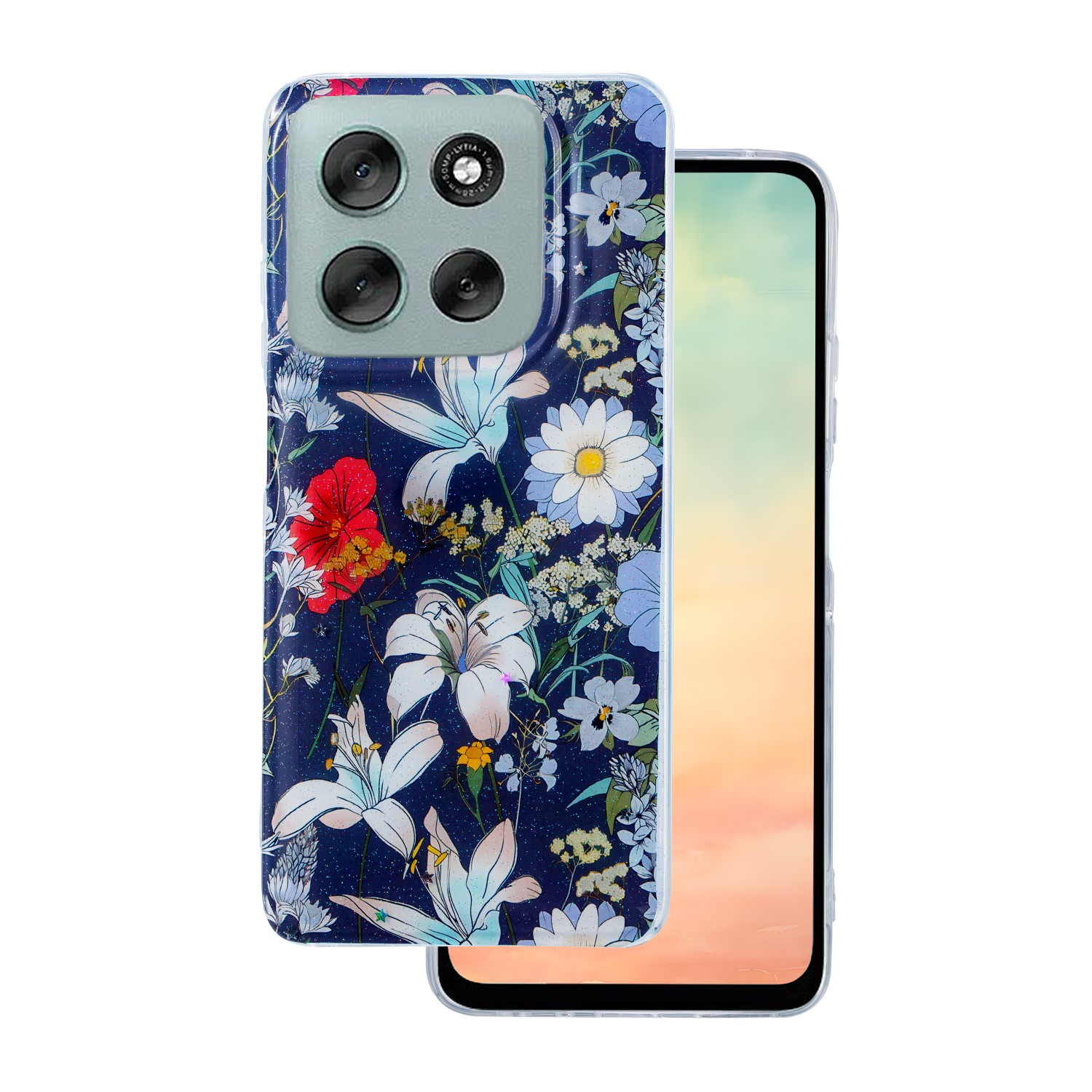 Glow Glam fodral för Motorola Moto G86 blå