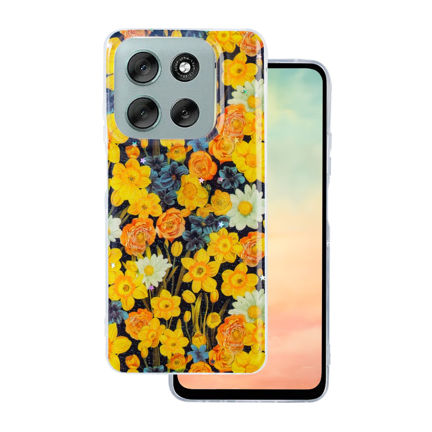 Glow Glam fodral för Motorola Moto G56 orange