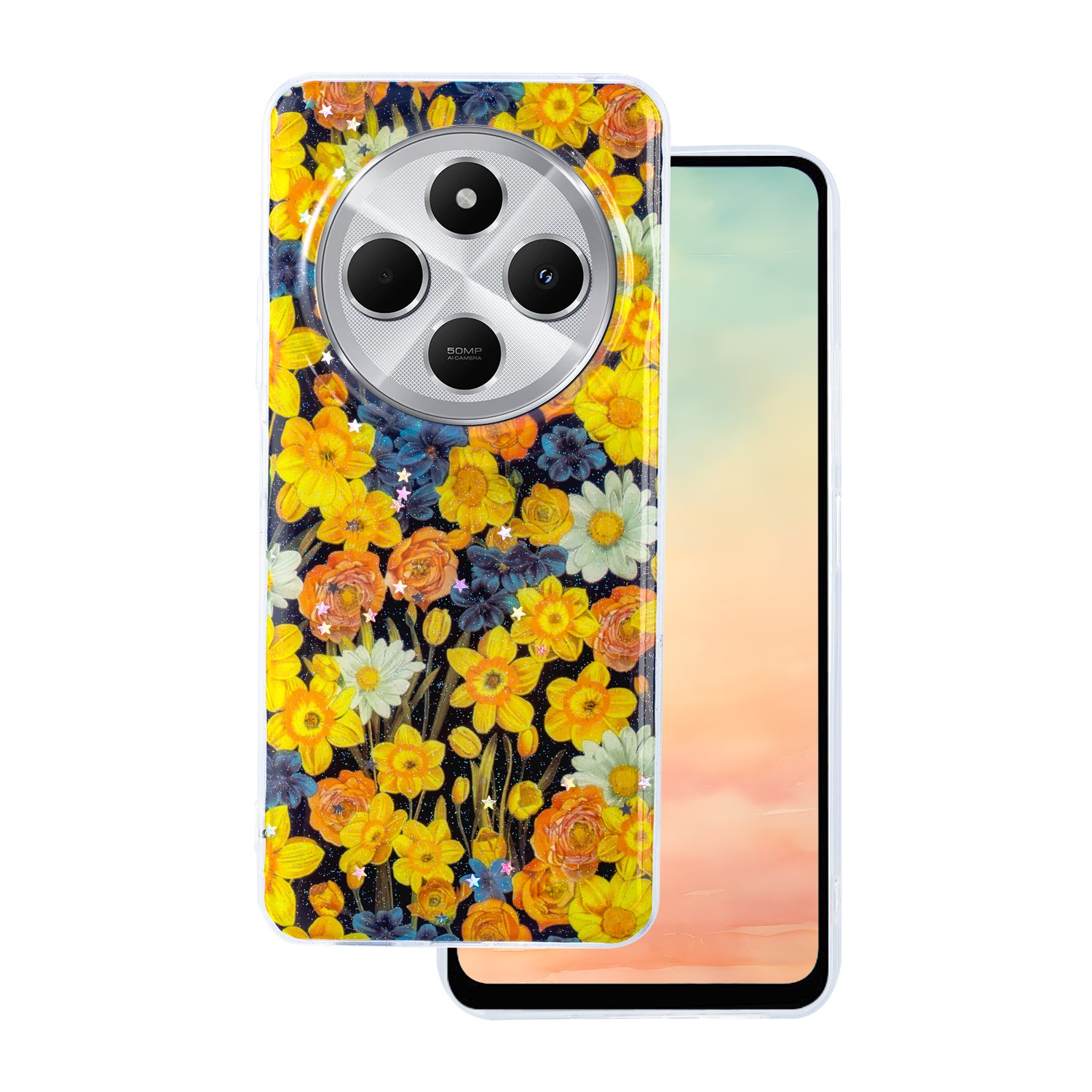 Glow Glam fodral för Xiaomi Redmi Note 14 Pro 5G (Global) / Note 14 Pro Plus 5G (Global) orange