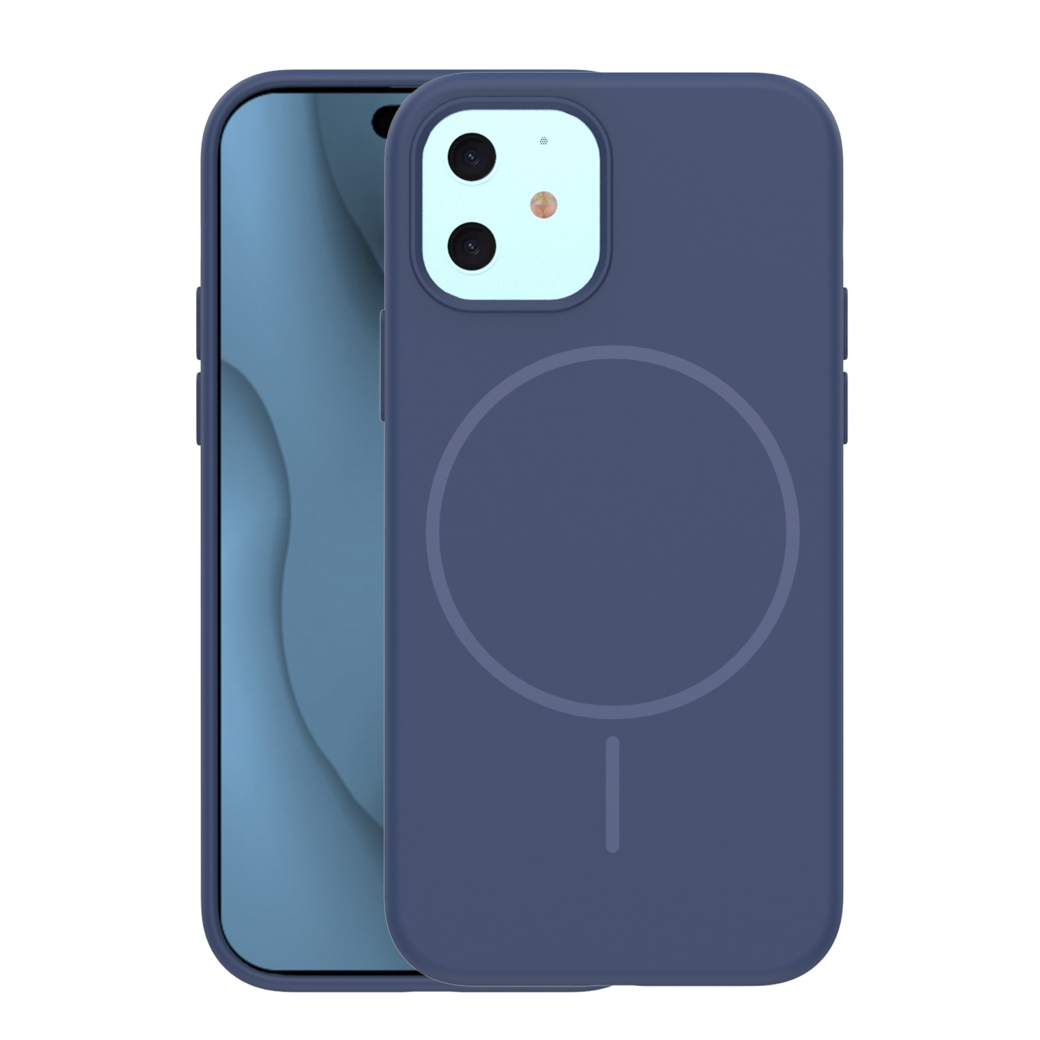 Silicone Thin Mag skal för iPhone 12 / 12 Pro mörkblå