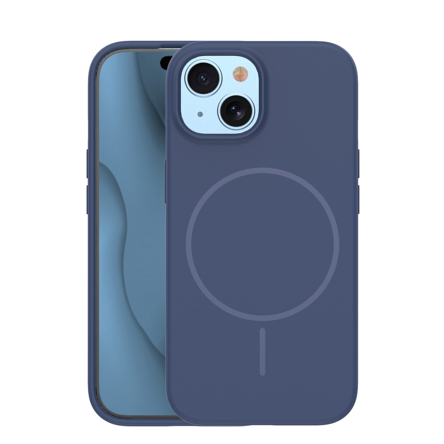 Silicone Thin Mag skal för iPhone 15 mörkblå