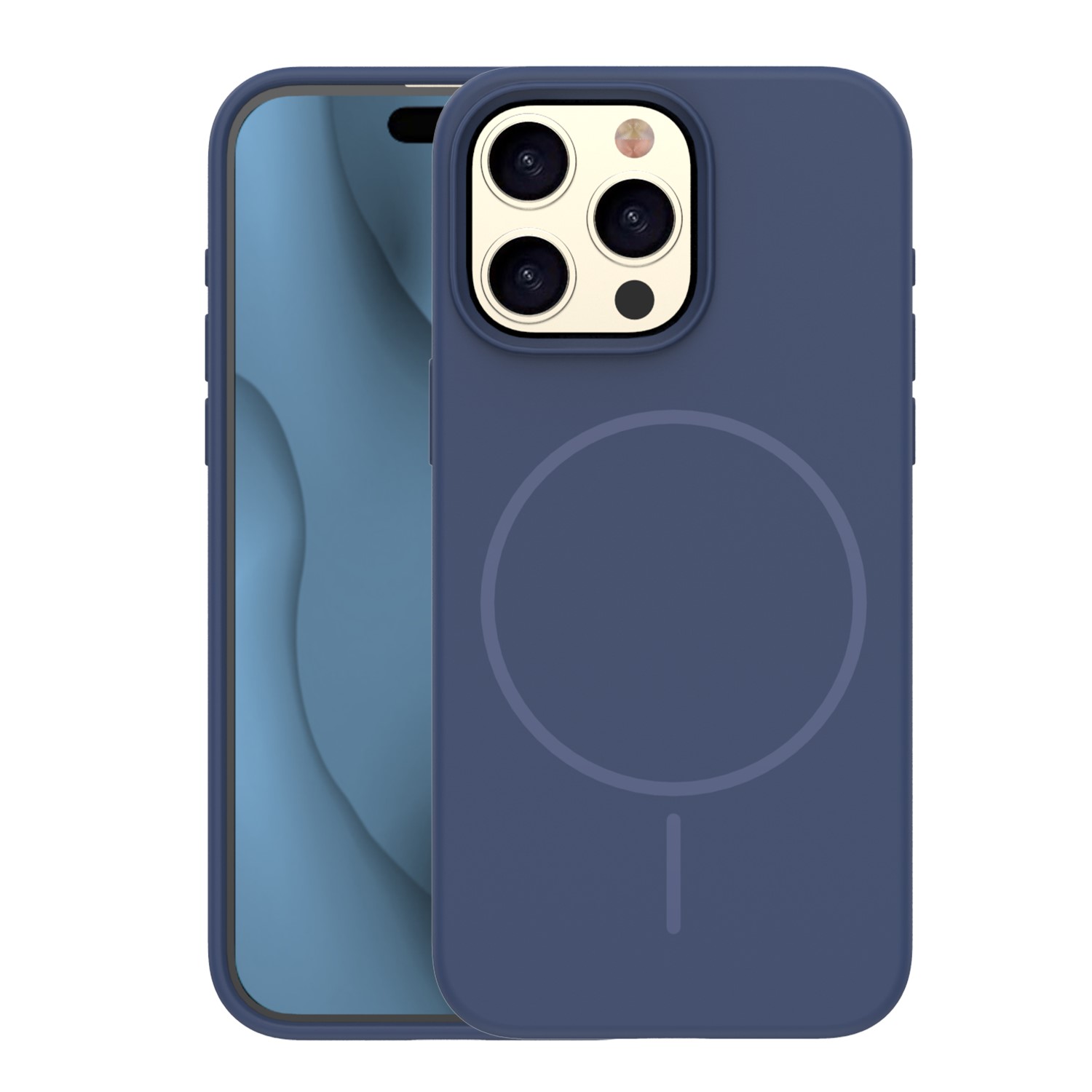 Silicone Thin Mag skal för iPhone 16 Pro mörkblå