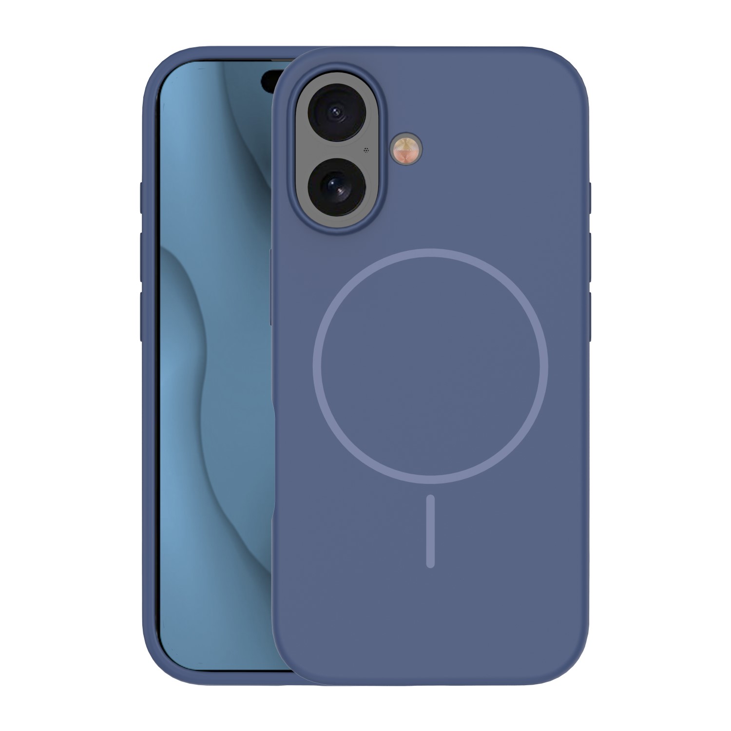 Silicone Thin Mag skal för iPhone 16 mörkblå