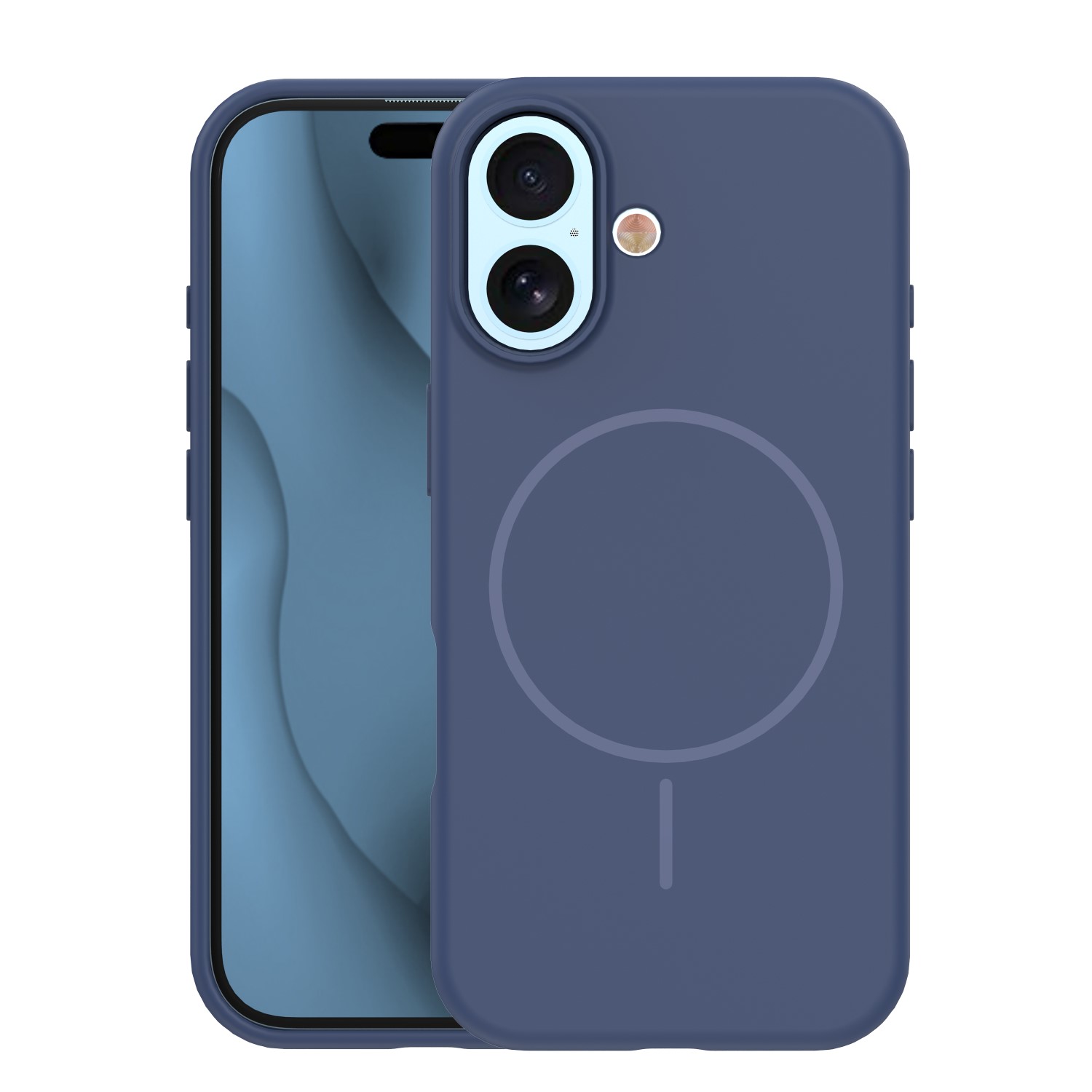 Silicone Thin Mag skal för iPhone 17 / 18 mörkblå