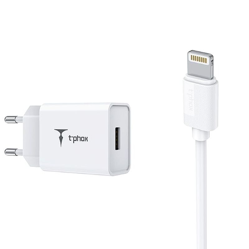 WALL laddare T-PHOX MINI-EU LIGHTNING vit 1 2M 2 4A