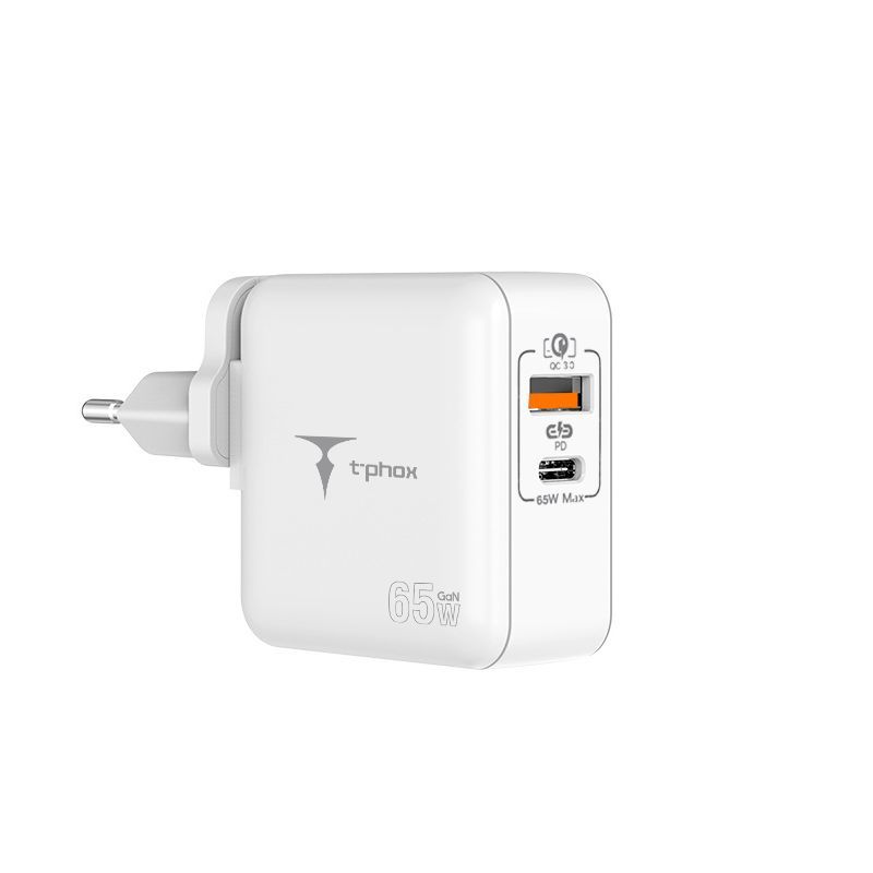 WALL laddare T-PHOX MEGA T-PP09 GAN PD 65W USB / USB-C vit