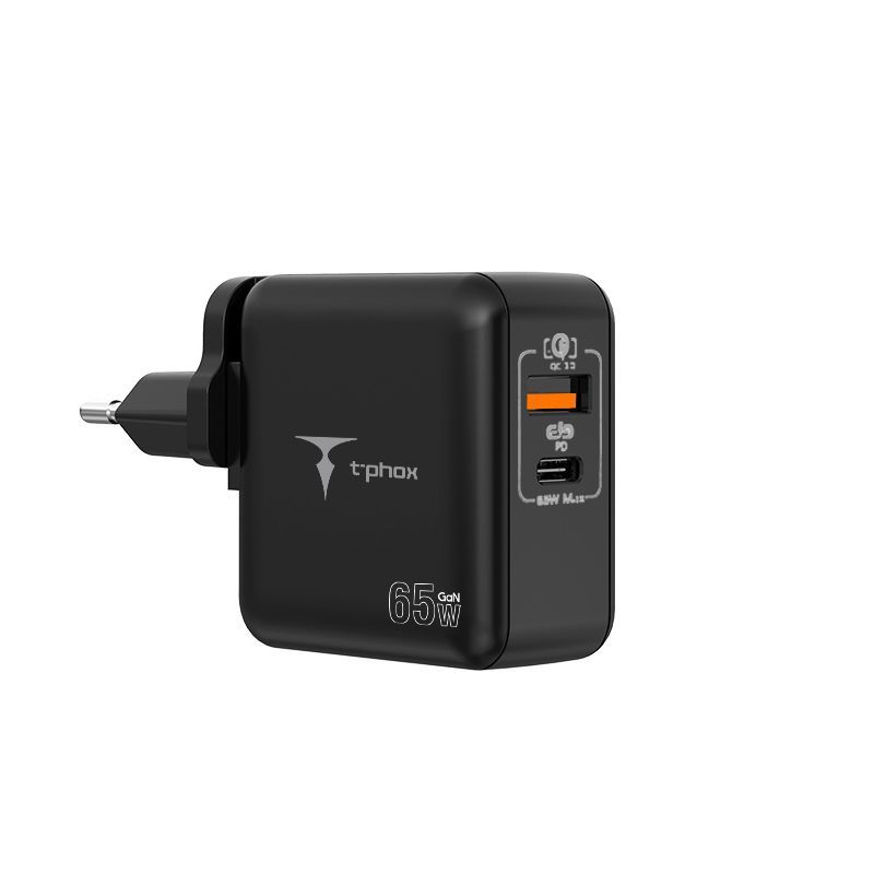 WALL laddare T-PHOX MEGA T-PP09 GAN PD 65W USB / USB-C svart