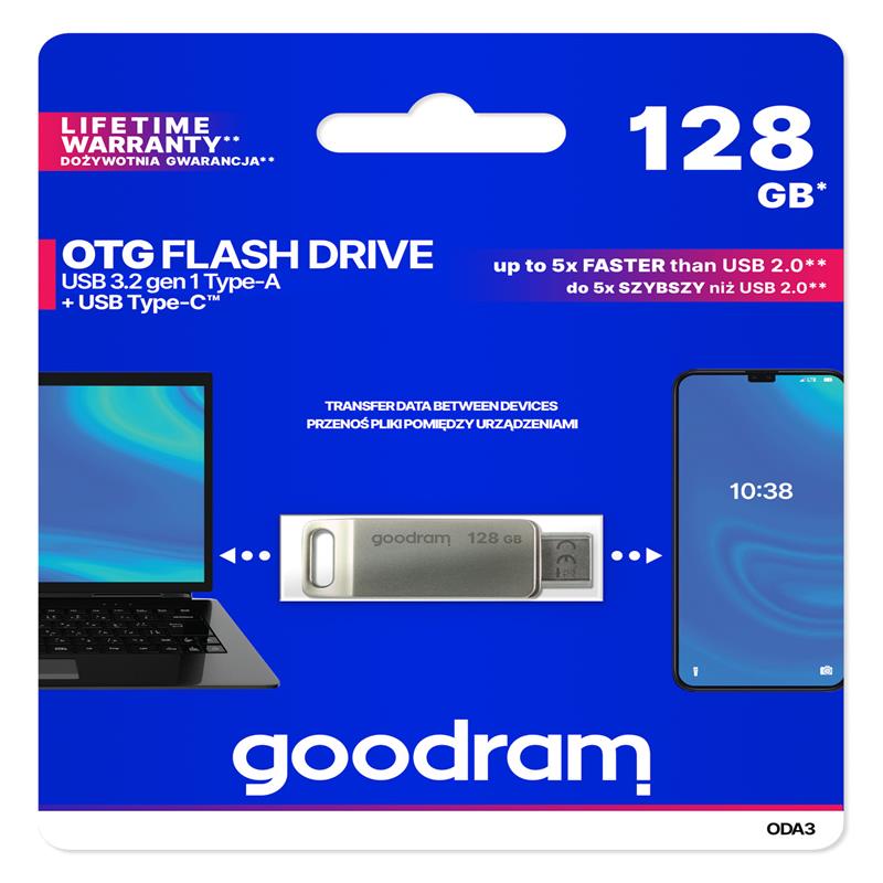 Goodram pendrive 128GB USB 3 2 ODA3 silver TYPE-A+TYPE-C
