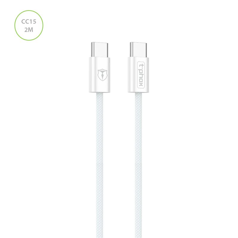 T-PHOX kabel CC15 SERIES USB-C / USB-C 60W 3A 2M vit