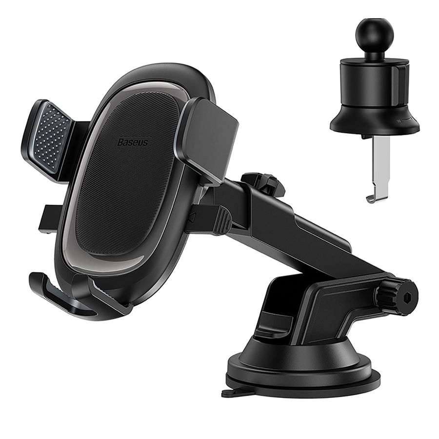 BASEUS ULTRACONTROL PRO CAR fäste – CLAMP hållare WITH SUCTION CUP / VENT HOOK – svart