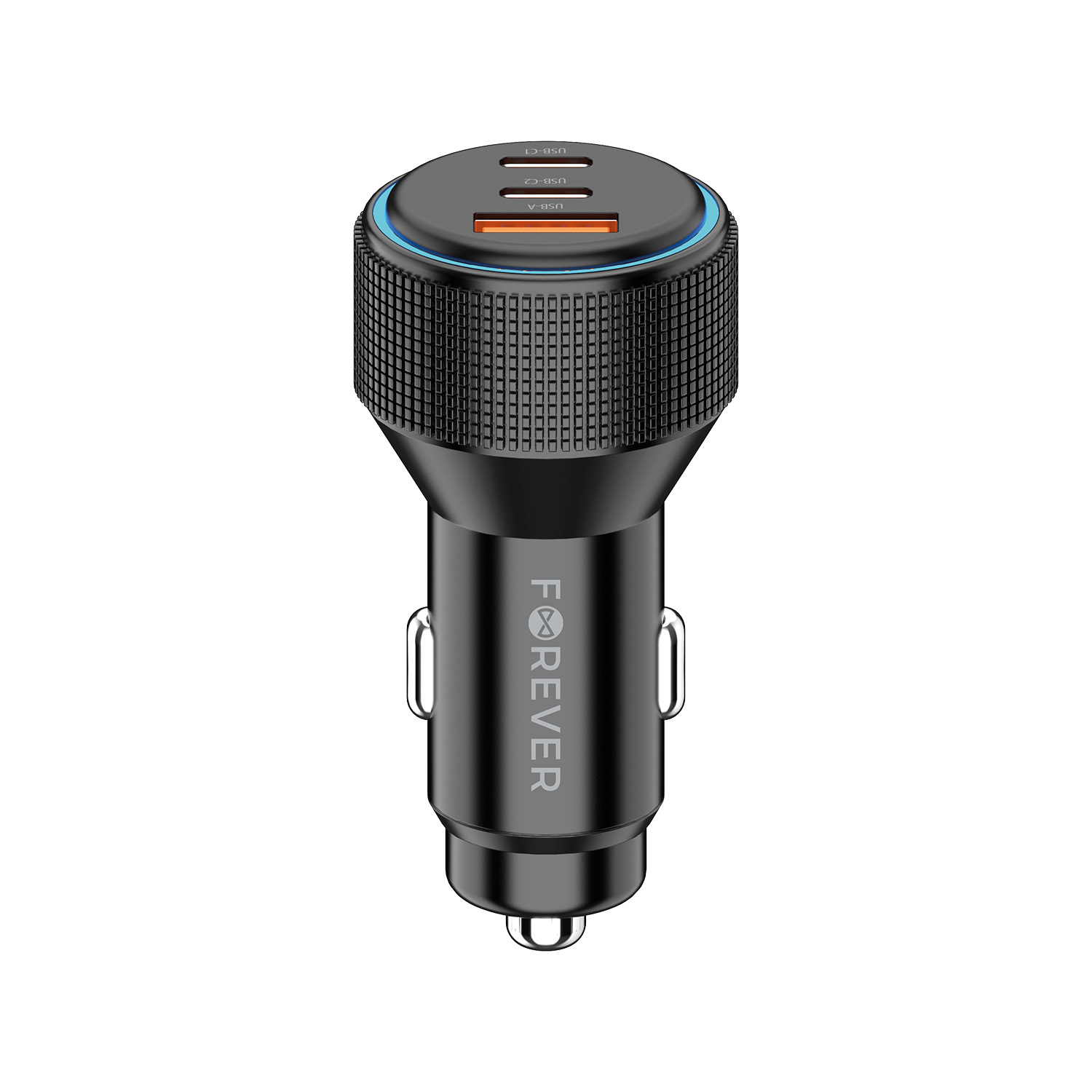 Forever CC-07-66ACC PD QC car laddare 1x USB-A 2x USB-C 66W svart