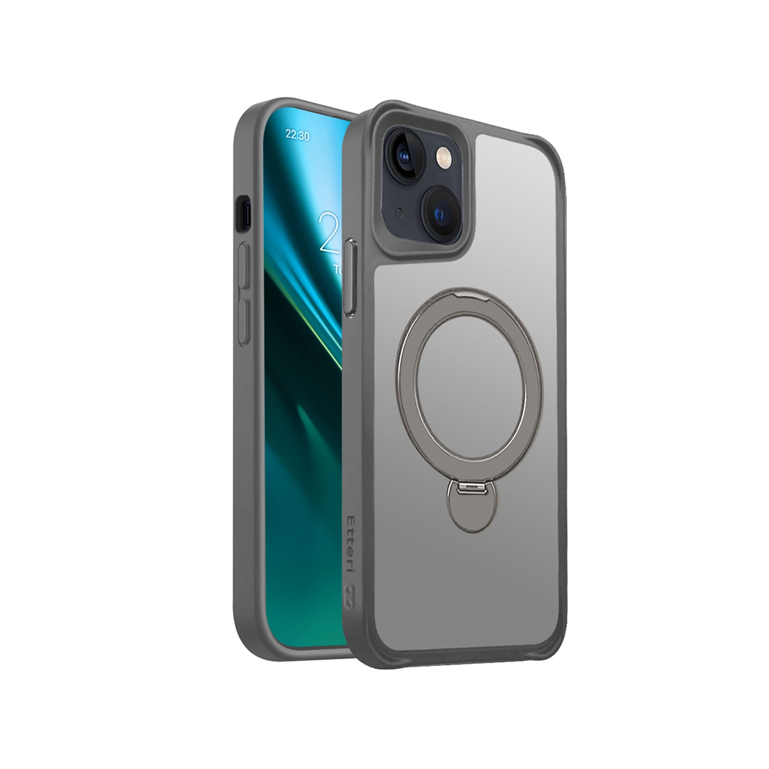 Etteri Matt Mag Ring skal för iPhone 13 grå