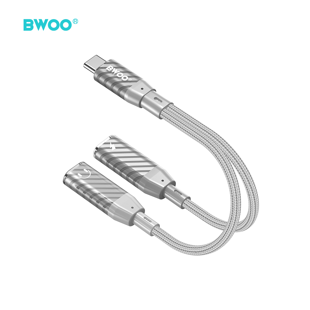 BWOO BZ68 2 in 1 Adapter USB C - 2 x USB C ports grå