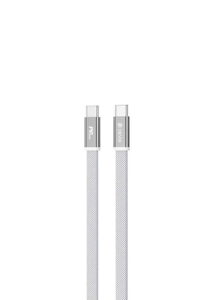 Devia Ultra3 usb-c PD 240W Metal Woven Flat Fast Charging kabel 1,5 m vit