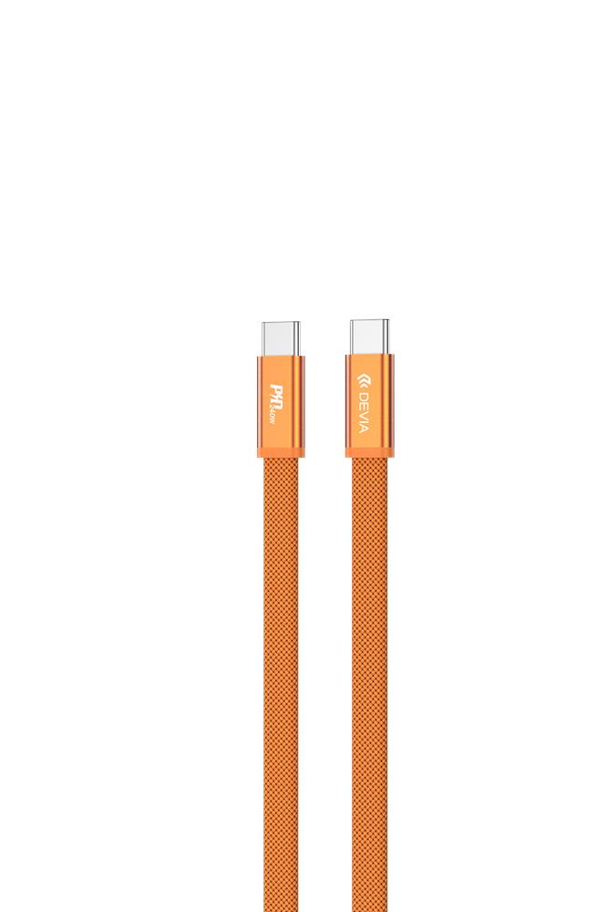 Devia Ultra3 usb-c PD 240W Metal Woven Flat Fast Charging kabel 1,5 m orange