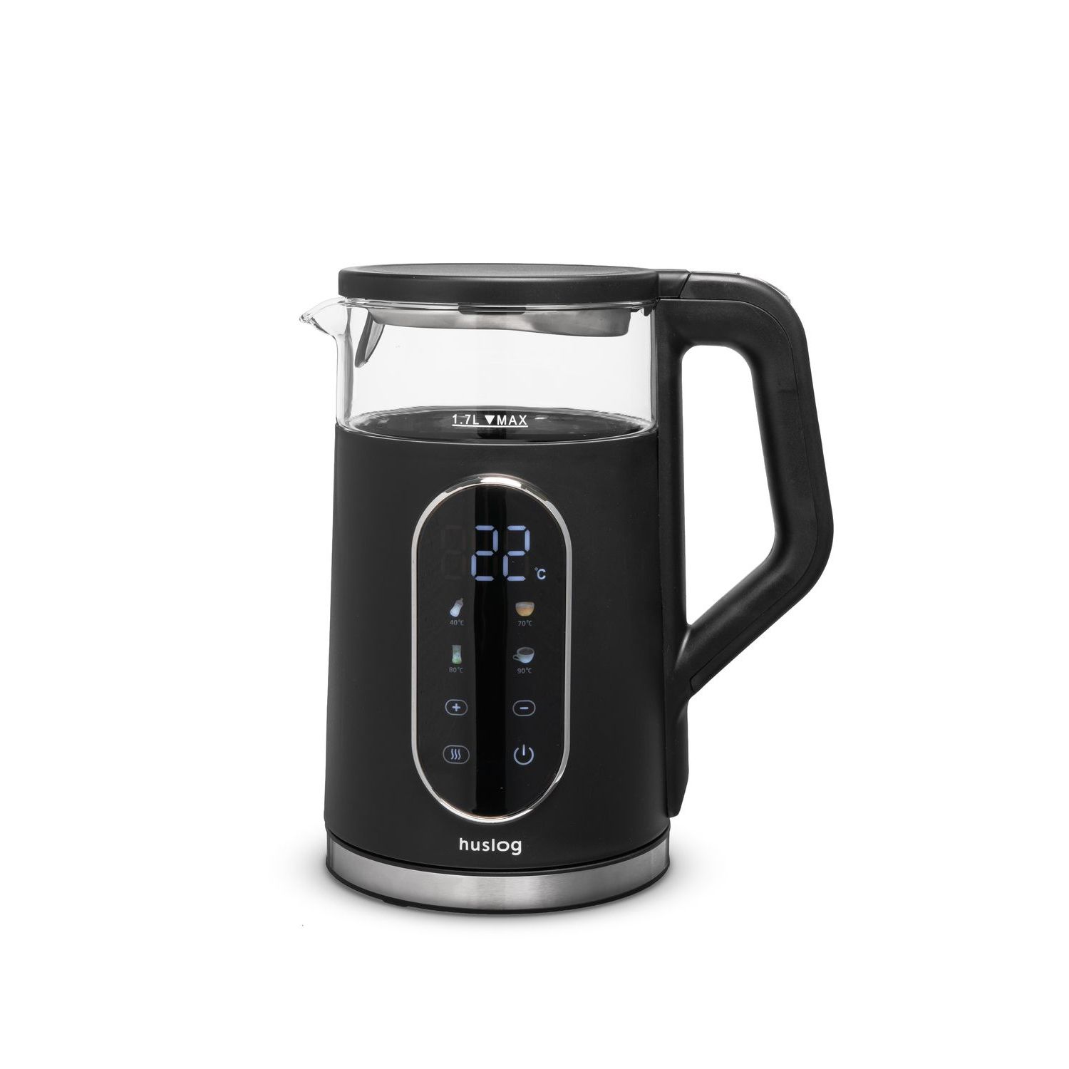 Huslog glass kettle wit touch panel svart 1,7L 2200W