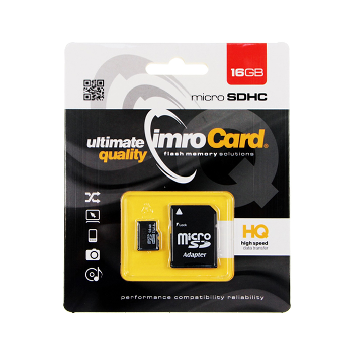 Imro memory card 16GB microSDHC cl 10 UHS-I + adapter
