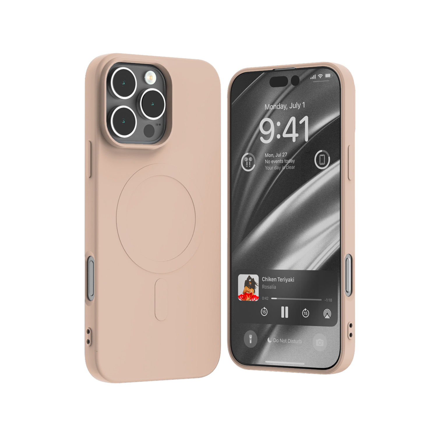 Mercury Semi-Silicon MagSafe fodral för iPhone 16 Pro Max sand rosa