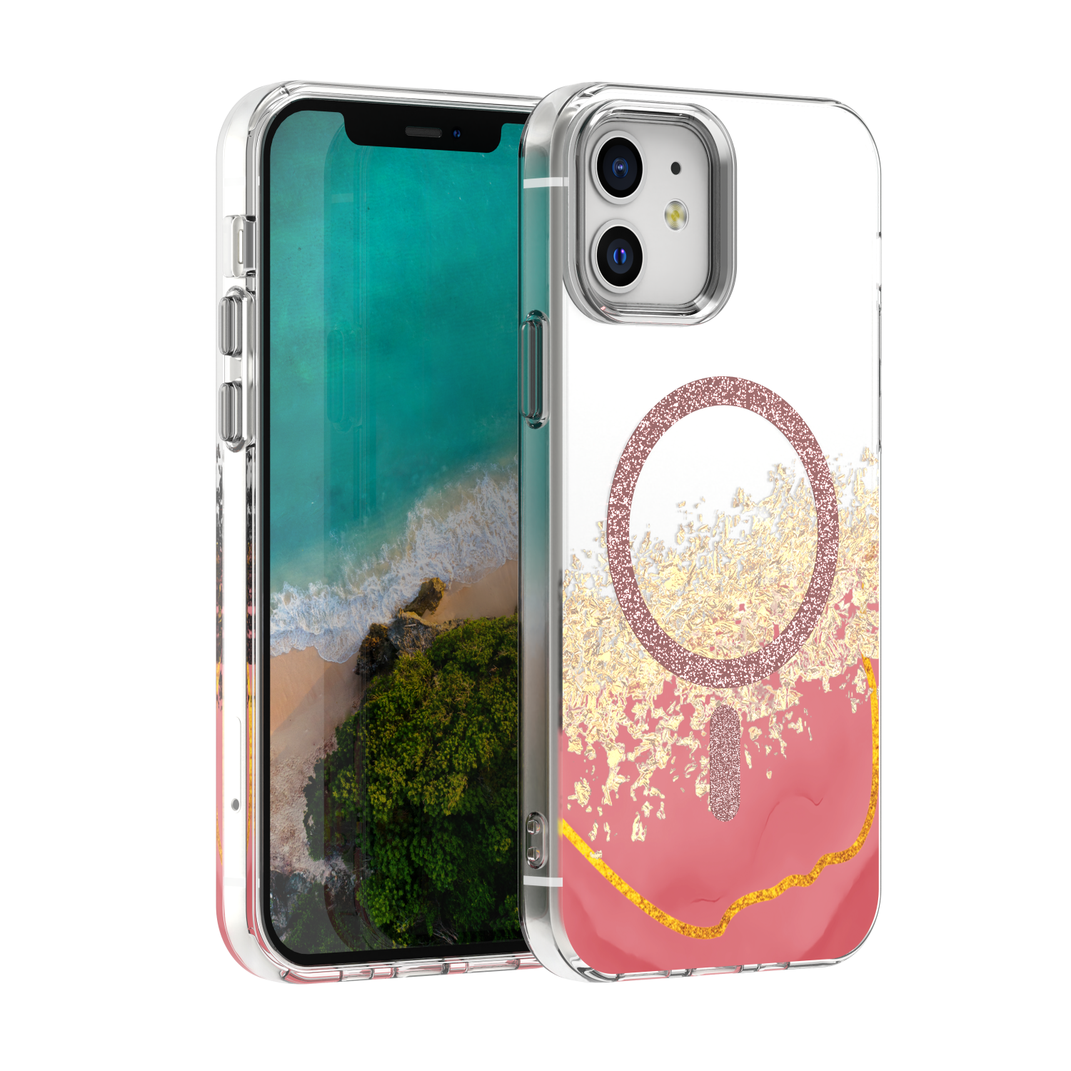 Epoxy Mag skal för iPhone 12 / 12 Pro rosa
