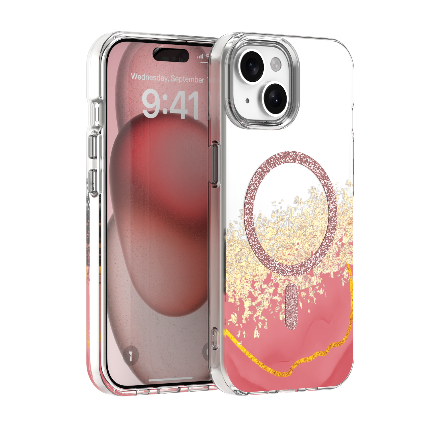 Epoxy Mag skal för iPhone 13 / 14 rosa