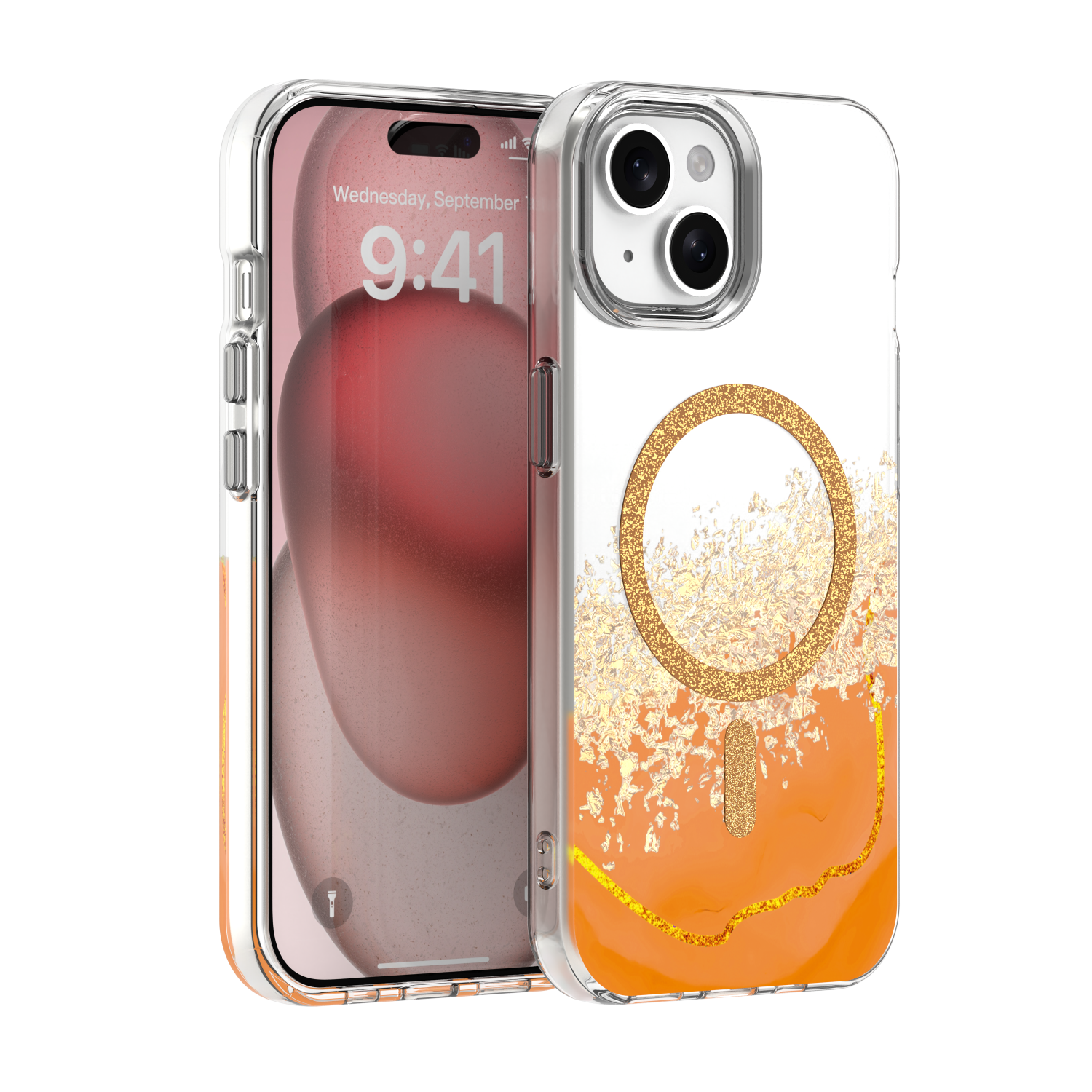 Epoxy Mag skal för iPhone 15 orange