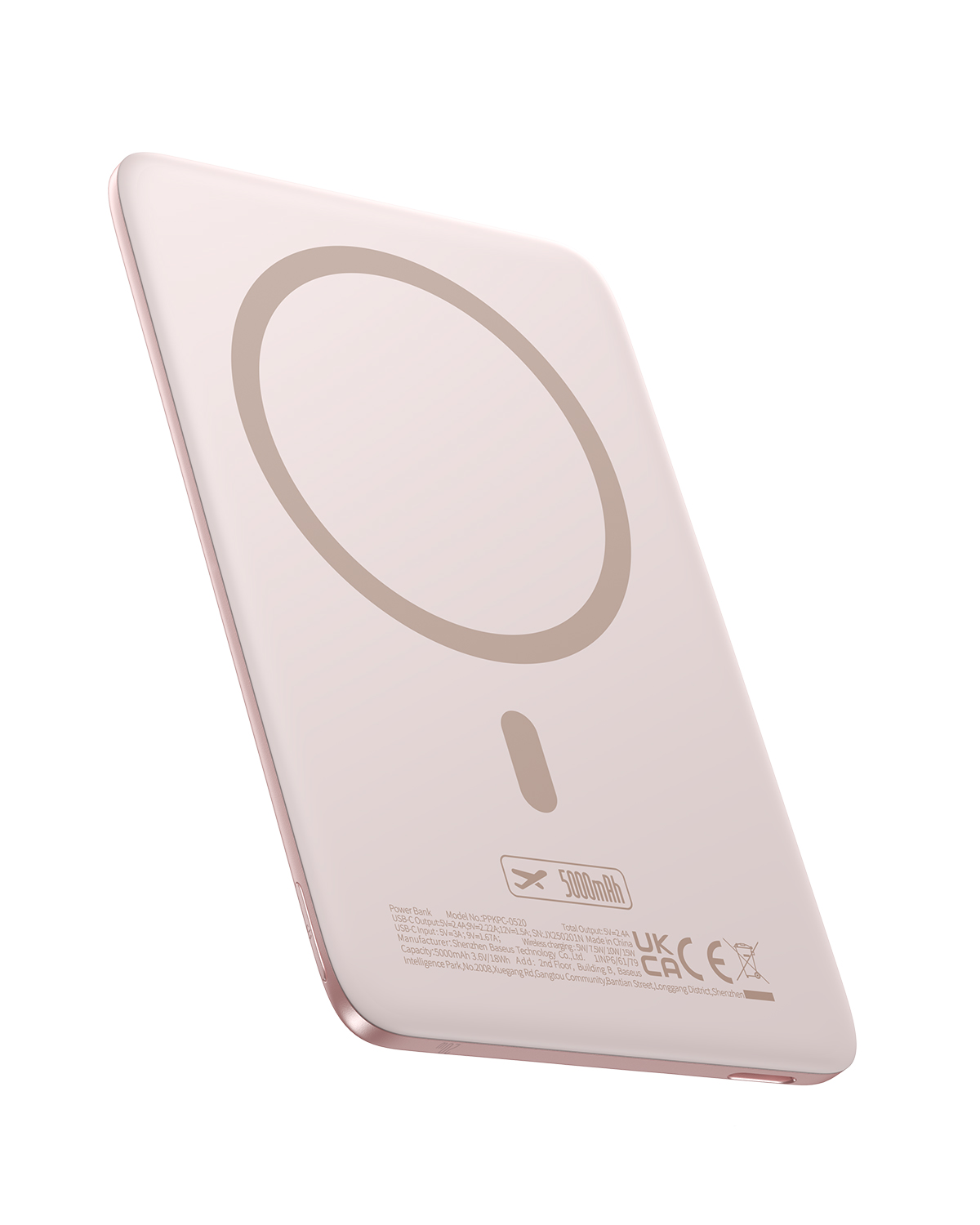 Baseus PicoGo AM41 Cardtype Magnetic power bank 20W 5000mAh Nebula rosa