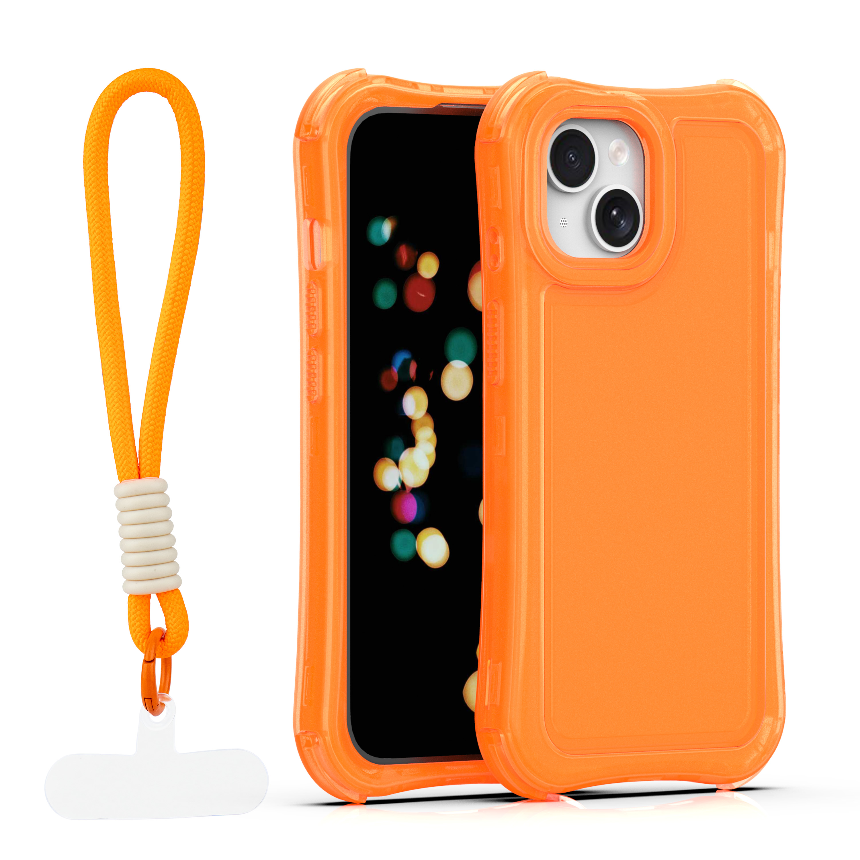 Safepop skal with strap för iPhone 15 orange