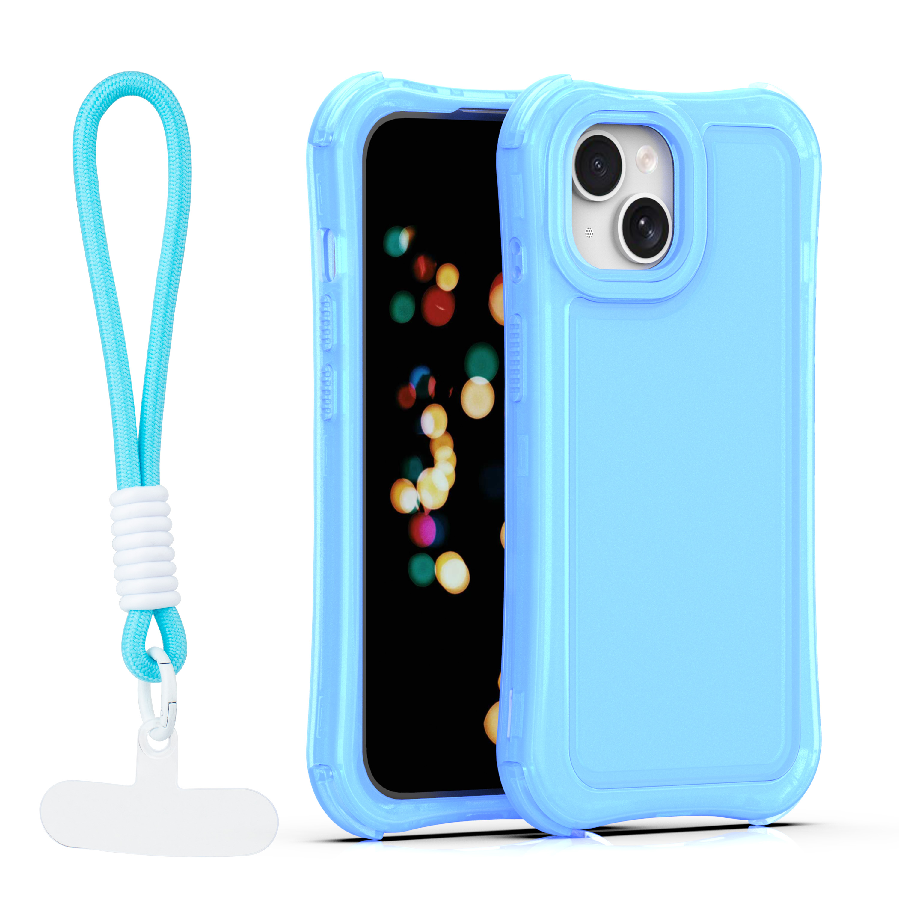 Safepop skal with strap för iPhone 15 blå