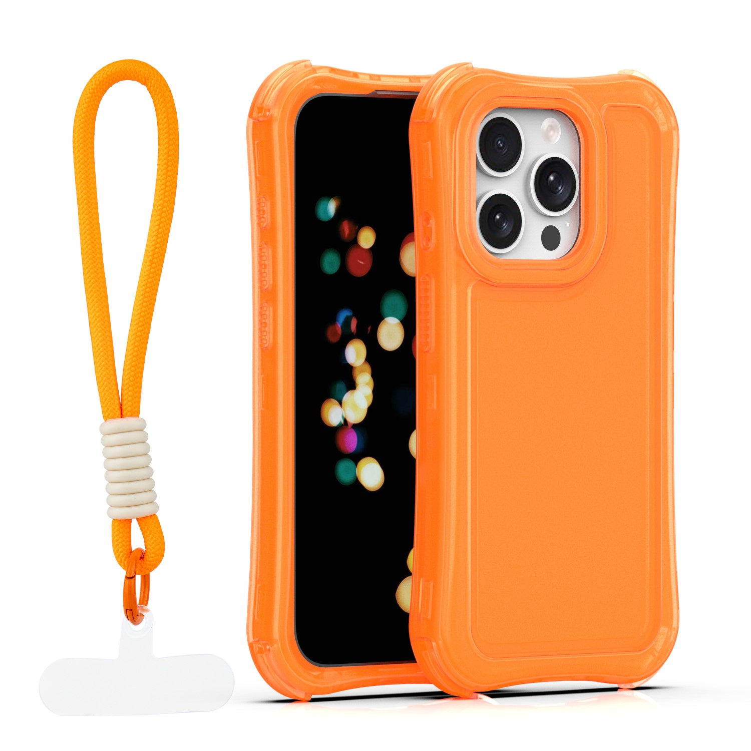 Safepop skal with strap för iPhone 15 Pro orange